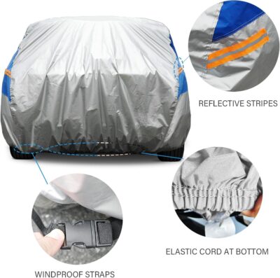 Hatchback Car Cover Waterproof All Weather for Automobiles, Outdoor Full Car Cover Snowproof Windproof UV Protection, Universal Fit for Hatchback. (Fit Hatchback Length up to 178 inch, Silver) - Image 4
