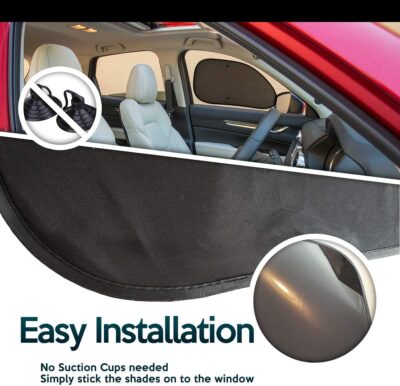 Zone Tech Side Window Cling On Sun Shades- 2-Pack Mesh Car Pop-Up Non Suction Cups Needed Sun-Shield - Image 8