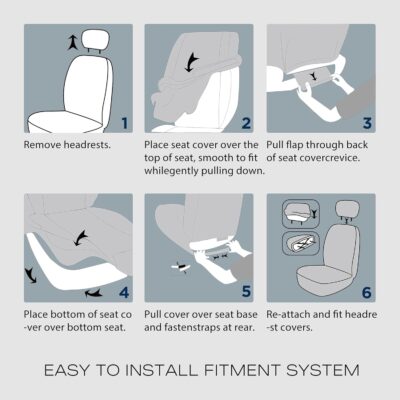 Skechers Seat Covers, Premium Breathable Polyester Seat Covers, Car Seat Covers Front Seats Airbag Compatible, Automotive Comfort for Most Cars, Vans, Trucks, SUVs (Two Front, Black) - Image 6