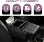 Car Armrest Box Mat, Car Console Organizer with Center Console Cup Holder, 13.78 x 7.87 x 3.15 in Armrest Pad, Universal for Most Vehicles (Black) - Image 6