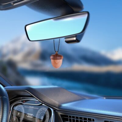 Maromalife Essential Oil Car Diffuser, Wooden Acorn Decor Cute Car Diffuser Air Freshener, Hanging Aromatherapy Diffuser Perfume Car Decoration, Gift for Women/Men, Christmas, Birthday - Image 2