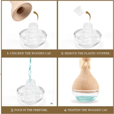 Refillable Car Air Freshener Hanging Diffuser, Empty Glass Bottle with Reed Sticks for Essential Oils, Car Scent Diffuser and Aromatherapy Pendant Decor for Women and Men, 2 Pack - Image 9