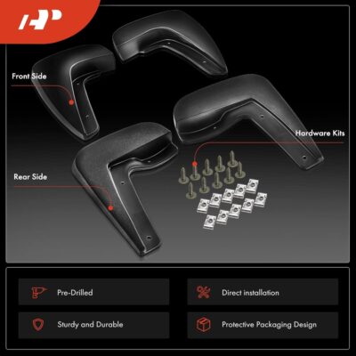 A-Premium Set of 4PCS Mud Flaps Splash Guards Mudguards Mudflaps with Hardware Compatible with Chevrolet Equinox 2010-2017, Sport Utility, (w/Fender Flares), Front and Rear (Driver & Passenger Sides) - Image 3