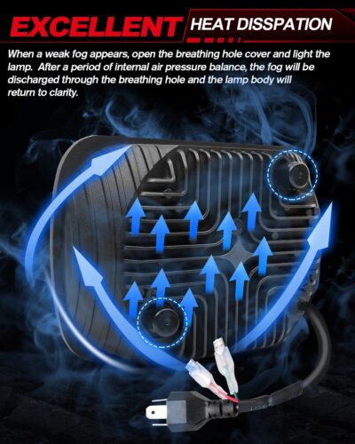 UNI-SHINE Rectangular 5x7 7x6 Inch LED Headlights Sealed Beam Headlamp Amber/White DRL Halo Angel Eyes Compatible with Jeep Wrangler YJ Cherokee XJ Truck Replacement H6054 H5054 H6054L - Image 5