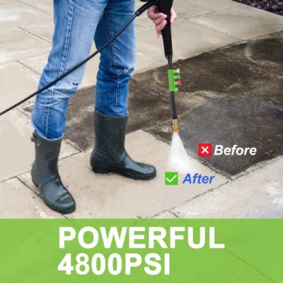 Pressure Washer 4800 PSI Power Washers Electric Powered with 33ft Pressure Hose, 4 Nozzle and Foam Cannon, Powerwashers for Home, Cars, Patio, Light Green - Image 2