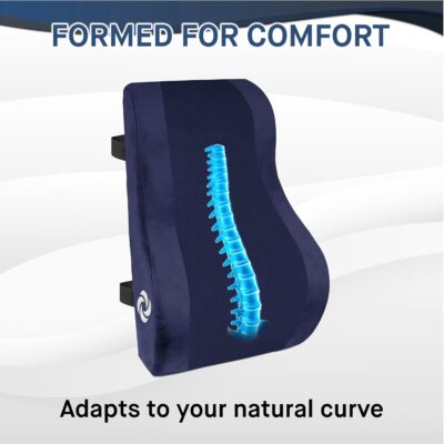 Samsonite Ergonomic Lumbar Support Pillow for Office Chair and Car Seat - Memory Foam Back Support Lumbar Pillow, Premium Cushion Chair Support for Lower Back Pain Relief and Versatile Use (Navy) - Image 5