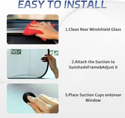 2Pack Car Window Shade for Baby Side & Back Windows Sunshades, Universal Cooling Mesh Screen Window Sun Shade for Passenger Kids Children Snap in Car, Provides Glare and UV Protection - Image 4