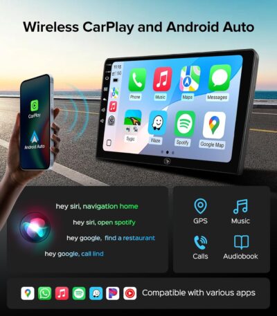 10" Android 13 Car Stereo for Toyota Camry (2015-2017) Radio Upgrade with Wireless CarPlay Android Auto, QLED Touch Screen, GPS Navigation, 5G WiFi, 1080P Backup Camera, SWC Support - Image 3