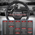 SEG Direct Car Steering Wheel Cover Large-Size for F150 F250 F350 Ram 4Runner Tacoma Tundra Range Rover with 15 1/2"-16" Outer Diameter Leather with Carbon Fiber Pattern Black - Image 3