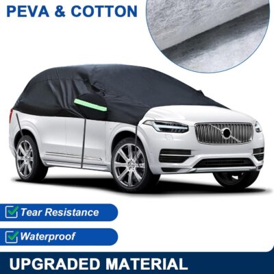 Universal SUV Half Car Cover Waterproof All Weather, Hail Protector Car Body Covers Outdoor Indoor for All Season Windproof Dustproof UV Resistant Snowproof Protect Your Windshield and Roof - Image 3