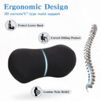 Lumbar Support Pillow for Office Chair and Car - Ergonomic Memory Foam Back Support Cushion for Automotive Seat, Desk Chair, and Recliner (Black) - Image 2