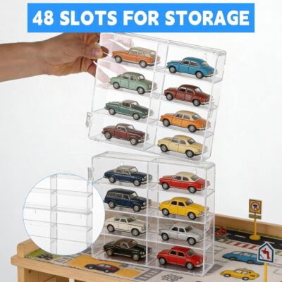 for 48 pcs 1/64 Scale Matchbox Wheels Toy Car Display Case Holds 48 Toy Cars Hot Storage Wall-Mounted Acrylic Organizer Stackable Clear Dustproof Display Box Container Shelf for Collectors - 6 Pack,8 - Image 5