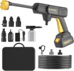 Cordless Pressure Washer Battery Powered; 1100PSI 2.4 GPM Portable Cordless Power Washer with 6-in-1 Nozzle, Foam Cannon, 21V Battery; Handheld Pressure Washer (Resilient Yellow)