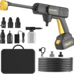 Cordless Pressure Washer Battery Powered; 1100PSI 2.4 GPM Portable Cordless Power Washer with 6-in-1 Nozzle, Foam Cannon, 21V Battery; Handheld Pressure Washer (Resilient Yellow)