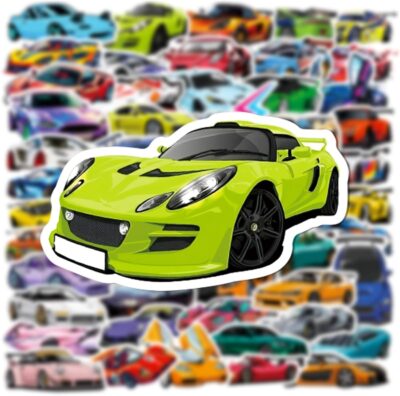 50PCS Super car Stickers for Adult, Racing Car Sticker, Color Waterproof Sports Car Decals, Cool Stickers Suitable for Water Bottles, Laptops, Skateboard,Helmet - Image 8