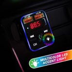 Armor All Bluetooth FM Transmitter for Car Cigarette Lighter, Hand Free Call with Built in Noise Canceling Microphone & Answer/Hang-up Button, 2 USB-A Ports, USB-C Port, Flash Drive Port, 8 LED Modes - Image 4