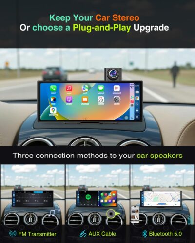 10.25″ CarPlay Screen for Car Dash Cam, Android Auto Screen with Apps, Dual HD Cam & Backup Camera, Portable 6GB+128GB Car Tablet with Wireless Apple CarPlay & Android Auto, Bluetooth for All vehicles - Image 7