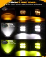 Auxbeam XP-Ultra Series 5 Inch Cube Offroad Lights, Amber DRL Function, Amber White Light Covers, 132W 15600LM Spot Flood Combo, LED Pod Light Bar Off-Road Fog Lights, Pair - Image 4