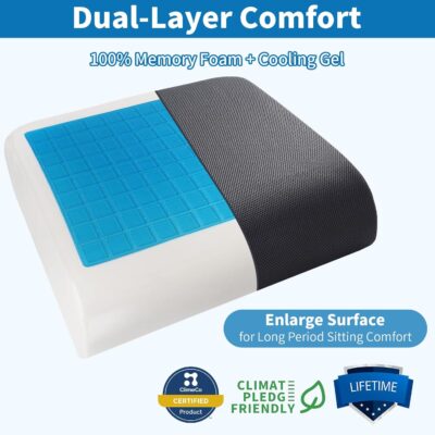 YOUFI Extra Thick Large Seat Cushion -19 X 17.5 X 4 Inch Gel Memory Foam Cushion with Carry Handle Non Slip Bottom - Pain Relief Coccyx Cushion for Wheelchair Office Chair (Black (1PACK)) - Image 3