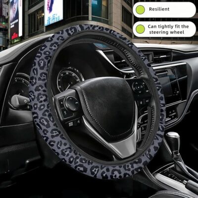 Leopard Print Steering Wheel Cover | Non Slip, Breathable Neoprene | Universal 15 Inch Fit (14.5"-15.5") | Comfort Grip | Fade Resistant | Easy Install-Comfort Grip for Cars, Trucks, SUVs - Image 6