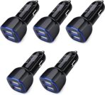 Car Charger iPhone, 5Pack 2.4A 12V USB Adapter Car Cigarette Lighter USB Charger Car Plug for iPhone 17 16e 16 15 14 13 12 11 SE XR XS X 8 7 6,Samsung Galaxy S25 S24 S23 S22 S21 S10 S9,Android,Kindle