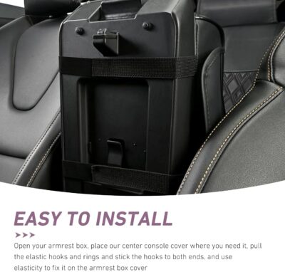 Car Armrest Box Mat, Car Console Organizer with Center Console Cup Holder, 13.78 x 7.87 x 3.15 in Armrest Pad, Universal for Most Vehicles (Black) - Image 5