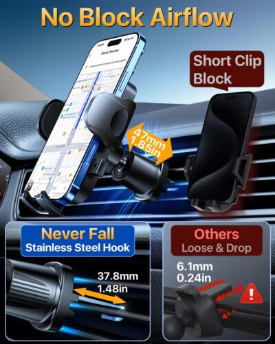 YRU True Military-Grade [360° Rotation Suction] 2026 Ultimate Car Phone Holder Mount 【90+LBS Safest Strongest & Patent Certs】 Dash Windshield Vent for iPhone 17 16 Pro Max Samsung Camera,Gloss Black - Image 8