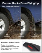 Kiwi Master Mud Flaps for 2009-18 Dodge Ram 1500/2500/3500, 2019-2024 Ram 1500 Classic (with OEM Fender Flares, Single Rear Wheels), Heavy Duty Front & Rear Mud Guards, No Drill, 4 Pcs Set - Image 2