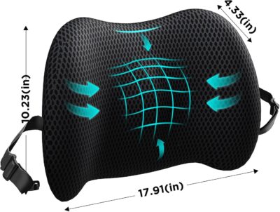 Lumbar Support Pillow for Office Chair, Car Lumbar Pillow Lower Back Pain Relief, Memory Foam Back Cushion with 4D Mesh Cover and Adjustable Straps, Ergonomic Chair Back Pillow for Car,Bed, Gaming - Image 6