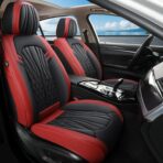 MINGBRON Leather Car Seat Covers,Car Seat Protector Waterproof,Seat Covers Full Set, Car Seat Protectors 5 Seats,Automotive Seat Covers Fit Most Cars Wine Red - Image 2