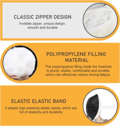 2 PCS Car Headrest Pillow for Neck Support, Refreshing and Breathable Denier Leather Ergonomic Relaxation Neck Pillow, Detachble & Washable Parts, Universal for All Seasons (Black) - Image 4