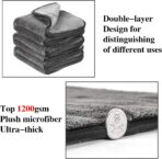 GTF Microfiber Car Cleaning Cloths, Upgraded 1200gsm Ultra-Thick Cars Drying Towel Microfiber Cloth for Car and Home Polishing Washing and Detailing 16'' x 16''(3 Pack) - Image 3