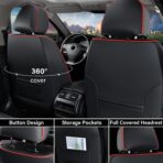 Coverado Seat Covers, Car Seat Covers Full Set, Leather Seat Covers for Cars, Automotive Seat Covers Car Seat Protector Car Accessories Fit for Most Sedans SUV Pick-up Truck(Black&Red) - Image 3