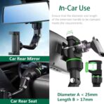 PKYAA Rearview Mirror Phone Mount Holder for Car, 360° Rotating , Multifunctional Mount Phone and GPS Holder Universal Car Phone Holder for All Smartphones - Image 3