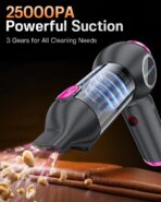 Handheld Car Vacuum Portable Cordless 25000Pa High Power Small Mini Hand Vacuum Rechargeable 4-in-1 Wireless Handheld Vac for Car Office Desktop Home Cleaning Ideal Gifts for Men & Women - Image 2