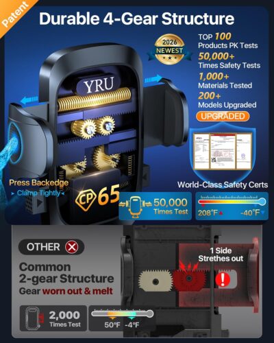 [Military-Grade Anti-Shake & 360° Rotatable Suction] 2026 Upgraded Car Phone Holder Mount【90+LBS Safest Strongest & Patent Certs】Dashboard Windshield Vent for iPhone 17 16 Pro Max Samsung,Matt Black - Image 8