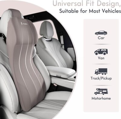 FLORICH Lumbar Support Pillow and Car Neck Pillow Memory Foam Integrated Lumbar Support Cushion with Headrest Pillow Ergonomic Car Seat Back Support for Head Waist Support Sciatica Pain Relief, Gray - Image 8