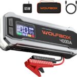 WOLFBOX 4000A Jump Starter,12V Car Battery Jumper Starter Portable with 65W Quick Charger,LED Display,88.8Wh Booster Jump Box Pack (10L Gas 10L Diesel Engine) with LED Light,Jumper Cables
