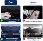 GENANY Silver Umbrella Sunshade for Electric Vehicle (59x37 Inches) with 360° Rotation Bendable Handle, Foldable Car Windshield Sunshade Umbrella, Auto Gift, Spring Car Decor - Image 5