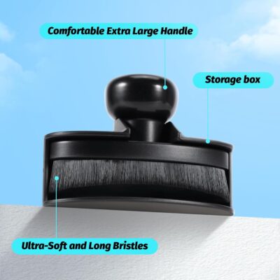 Yoseng Tire Shine Brush - Curved Brush Head & Large 3.8'' Tire Dressing Applicator with Storage Stand for Automotive Detailing, Car Enthusiasts, DIY Users (Vegan, Washable, Black) - Image 3