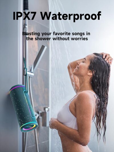 MLOVE E80 Speakers Bluetooth Wireless, Portable Bluetooth Speaker with Aux Input, Micro SD Card Slot, Bass Boost, Dual Pairing, Lights, IPX7 Waterproof, BT5.4 for Outdoor, Travel, Car, TV, 30W, Blue - Image 4