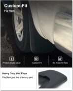 Kiwi Master Mud Flaps for 2009-18 Dodge Ram 1500/2500/3500, 2019-2024 Ram 1500 Classic (with OEM Fender Flares, Single Rear Wheels), Heavy Duty Front & Rear Mud Guards, No Drill, 4 Pcs Set - Image 3