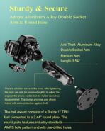 BRCOVAN Anti-Theft Phone Mount Holder with Vibration Dampener [Camera Friendly] [1s Lock & Release] with Aluminum Round Base & Medium Arm, for Car Boat Truck Motorcycle UTV, Fit 5.4-7.2'' Smartphones - Image 8