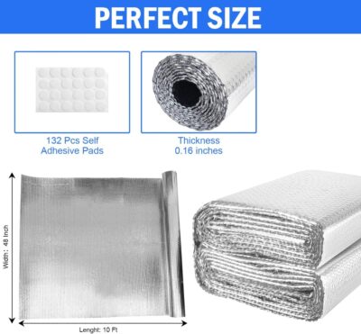 YoleShy Double Reflective Insulation 48 in X 10 FT RV Window Insulation for Summer Heat Reflective Window Film for Roof, Car, Garage Doors - Image 6