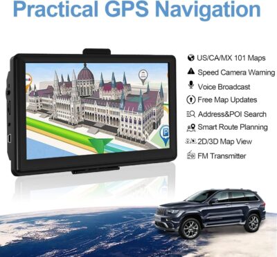 GPS Navigator for Car with Latest 2026 Map Free Update, 7" Car GPS Navigation System for Truck Commercial Drivers, with Voice Turn Guidance, Red Light Speedcam Warning, POI/Zip Search, 7 Vehicles, FM - Image 5