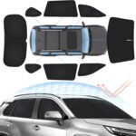 Sunsdrew 8PCS Foldable Sun Shades for 2019-2025 Toyota RAV4 Accessories Car Windshield&Side Windows Shade Cover Blocks 99% UV&Heat Privacy Protection Keeps RAV4 Cool All Black
