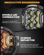 Auxbeam V-Ultra Series 3" 108W Side Shooter LED Pods with Amber DRL 3 Modes & Light Covers 270 Degree Wide Range 12800LM Round Offroad Driving Light Bar for Truck Jeep ATV UTV, Pair - Image 2