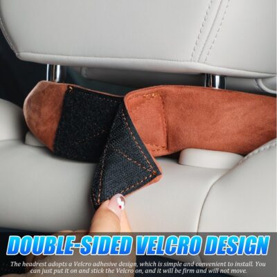 Car Headrest Neck Pillow, Suede Soft Comfortable Vehicle Seat Support Head Rest Pillow Cushion for Driving, Automotive Interior Accessories, Universal for SUV Sedan Truck (Brown) - Image 5