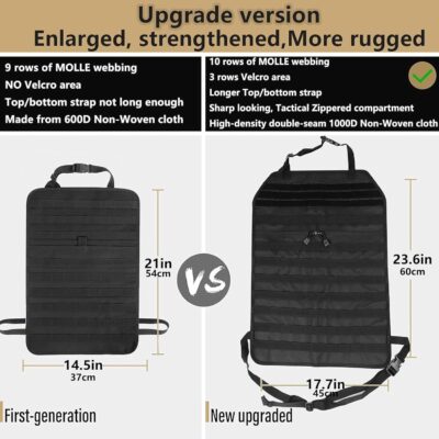 Universal Tactical Car Seat Back Organizer Bag Tactical Molle Vehicle Organizers Panel Vehicle Protector Organizers with 5 Detachable Pouches for Car Truck Ford Jeep (Upgraded C model Black) - Image 5