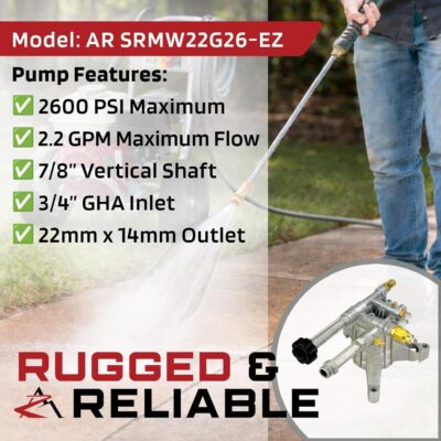 The ROP Shop | OEM | AR 2600 PSI 2.2 GPM 7/8" Shaft Power Pressure Washer Water Pump compatible for Troy-Bilt 020415 020415-0 - Image 6